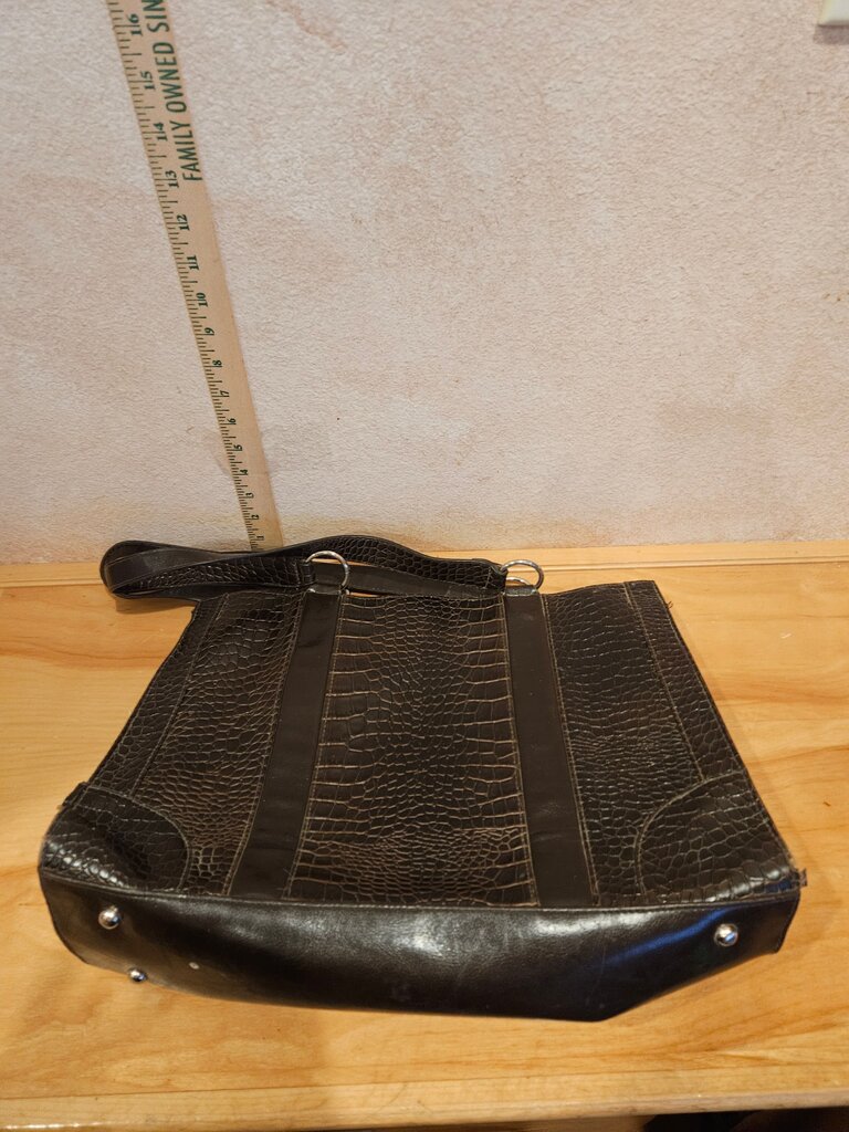 Coldwater Creek Black Crocodile Print Handbag
