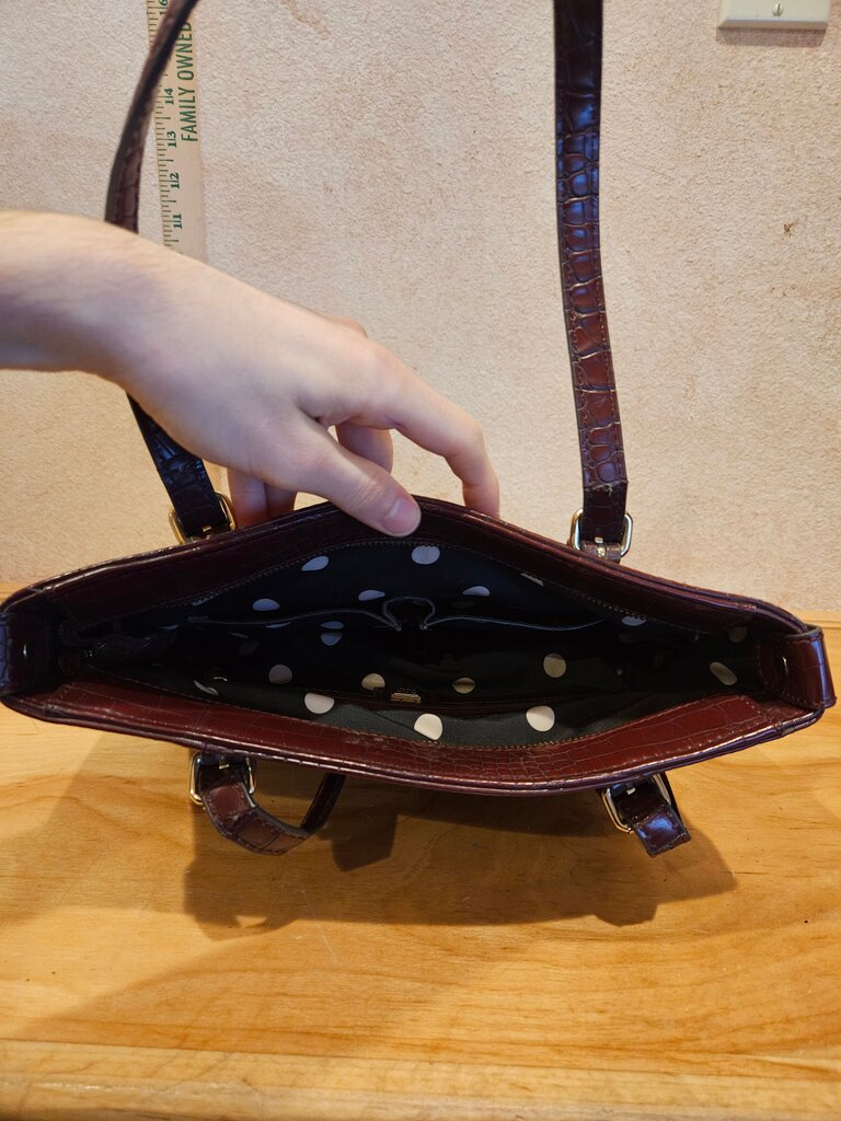Brown Crocodile Pattern Handbag