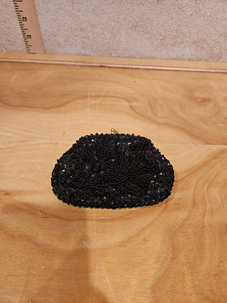 Vintage Black Beaded Clutch Purse
