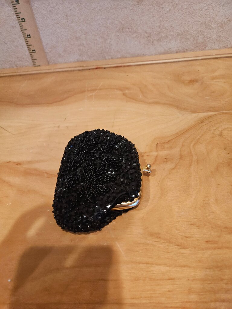 Vintage Black Beaded Clutch Purse