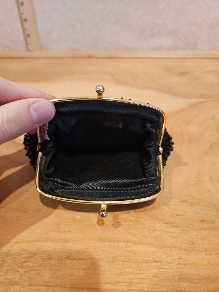 Vintage Black Beaded Clutch Purse