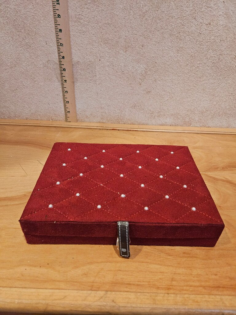 Red Velvet Jewelry Box with White Accents