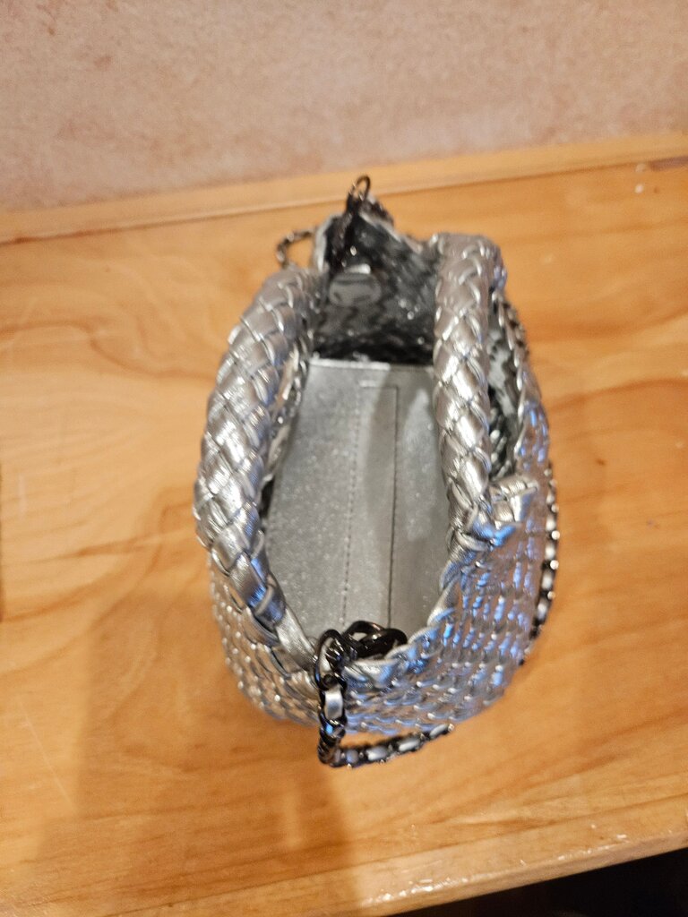 Metallic Silver Handbag and Coin Purse Set