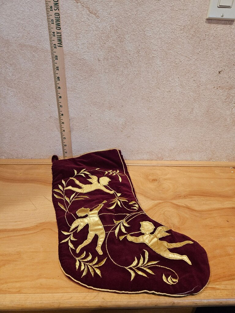 Embroidered Velvet Christmas Stocking