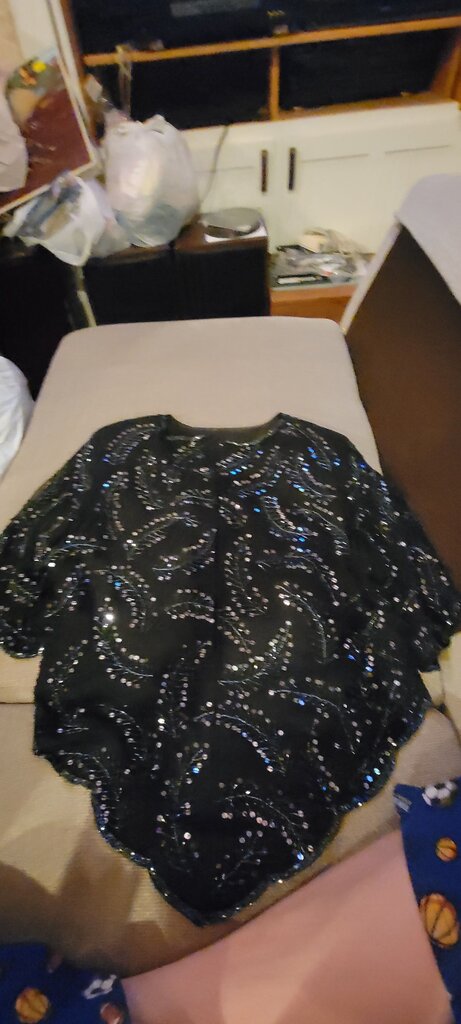 Black Silk & Rayon Blouse with Sequins