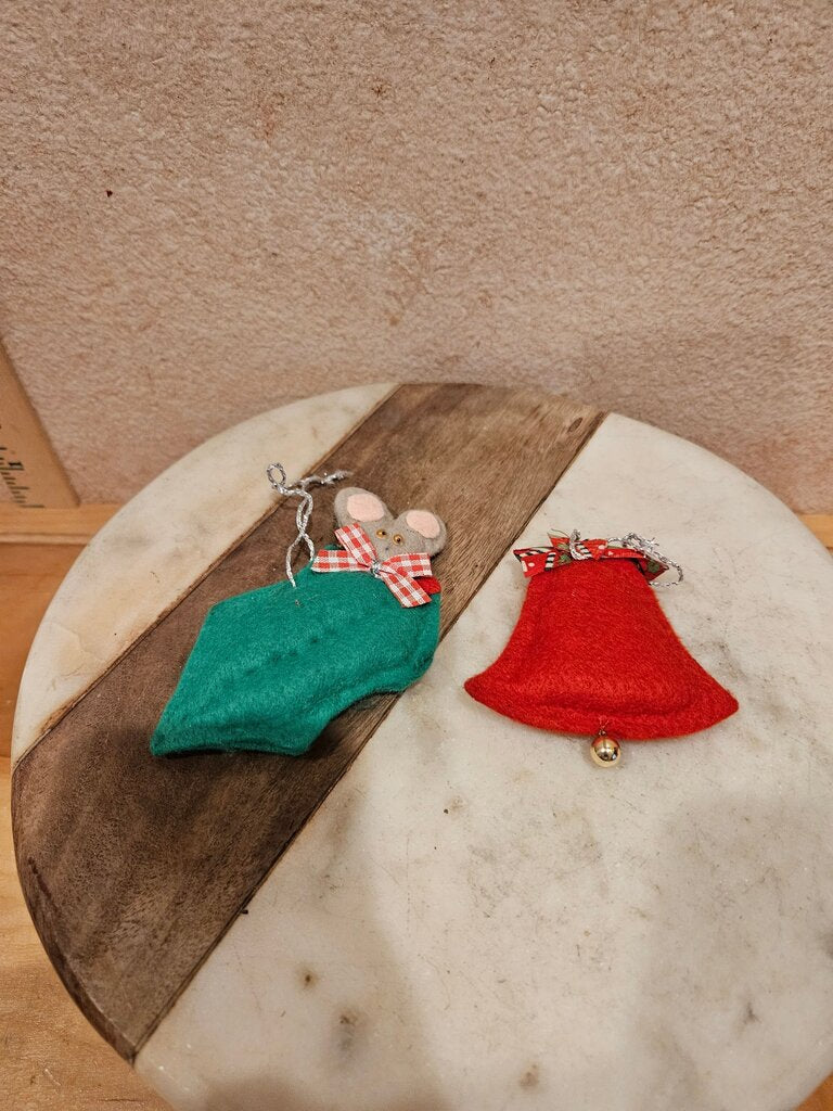 Christmas Mouse Stocking and Bell Ornament