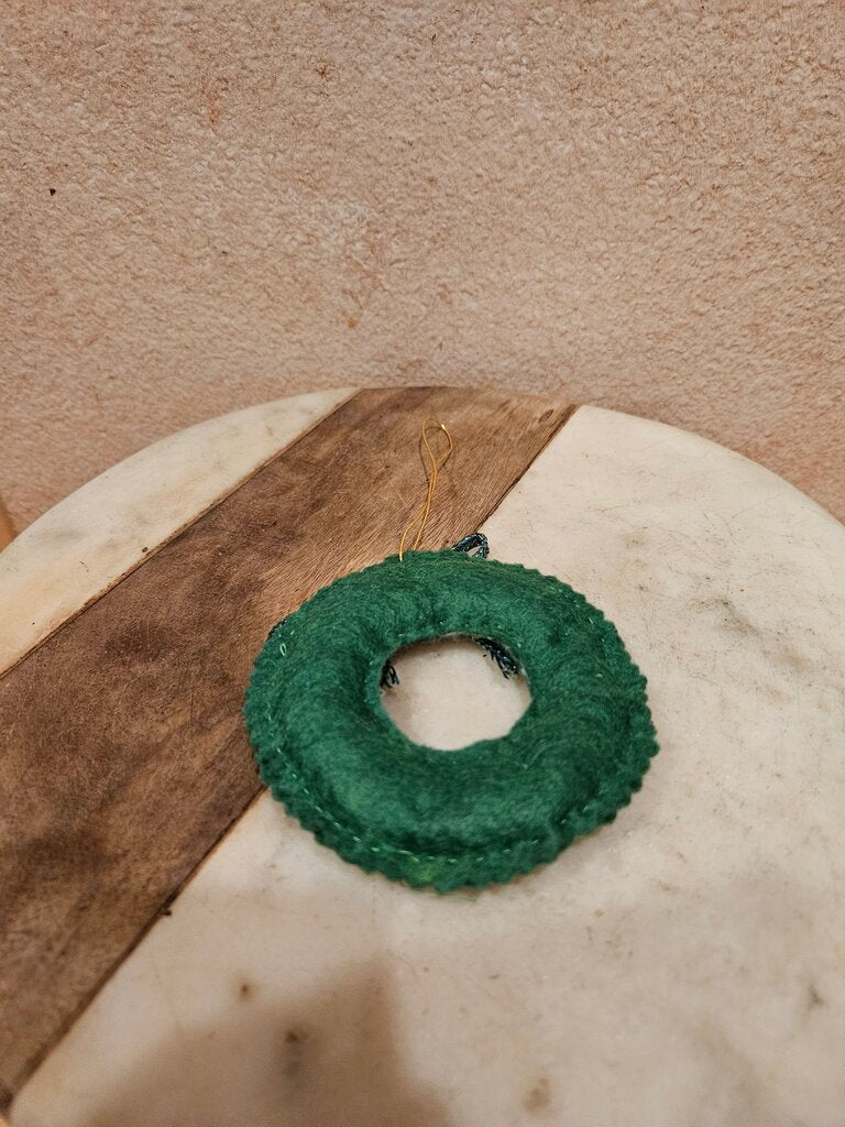 Vintage Green Felt Wreath Ornament