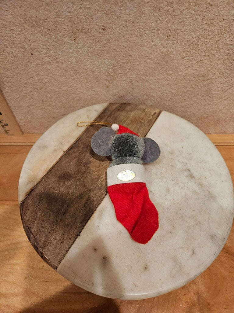 Gray Mouse Christmas Stocking Ornament