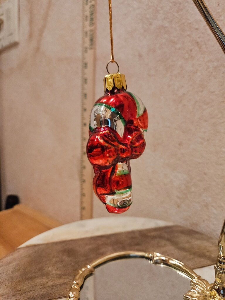Glass Christmas Candy Cane Ornament