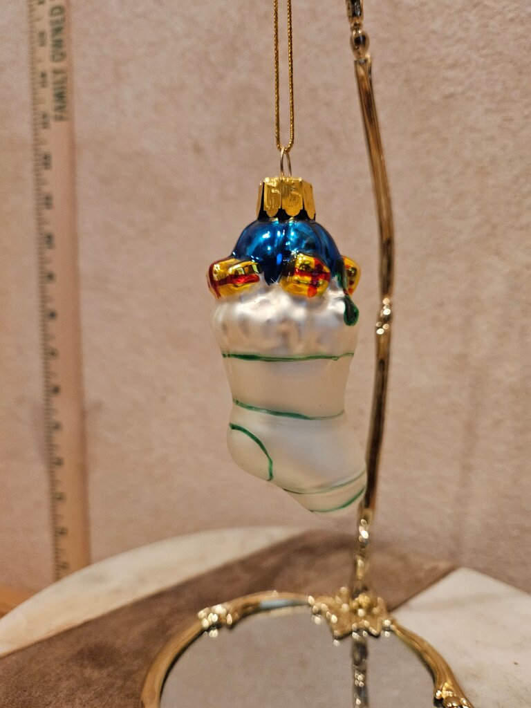 Handcrafted Glass Christmas Stocking Ornament