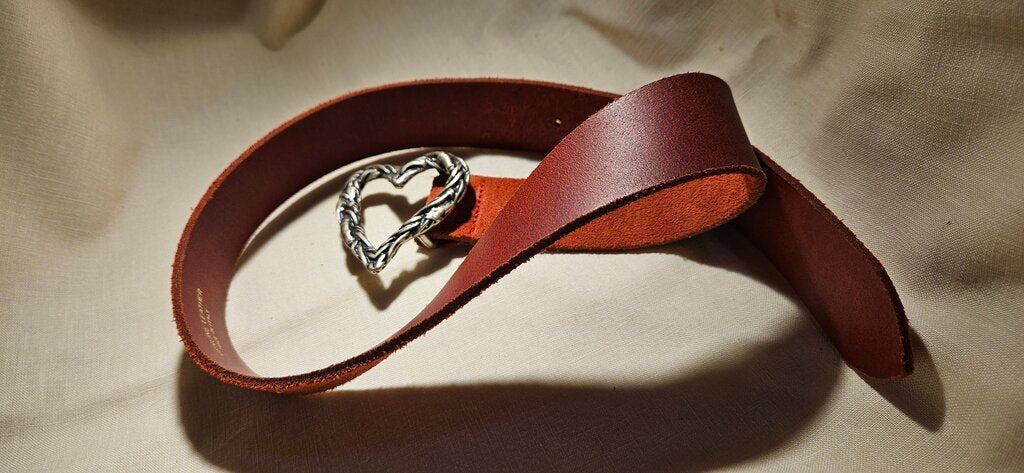 Junction West Genuine Leather Belt with Heart Buckle