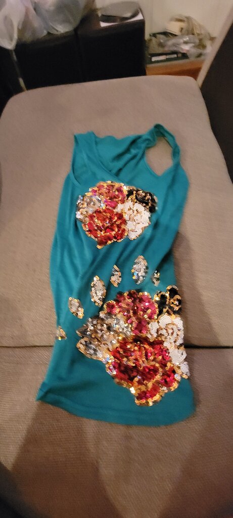 Teal Sequin Tank Top