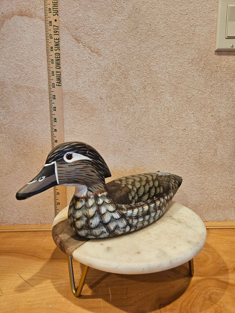 andcrafted Vintage Duck Decoy Signed American Folk Art Solid Wood Farmhouse Cabin Grandmacore Cottage Granny Core