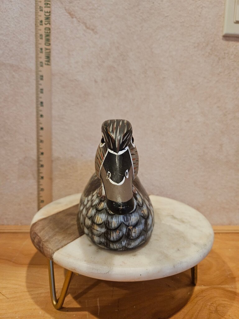 andcrafted Vintage Duck Decoy Signed American Folk Art Solid Wood Farmhouse Cabin Grandmacore Cottage Granny Core