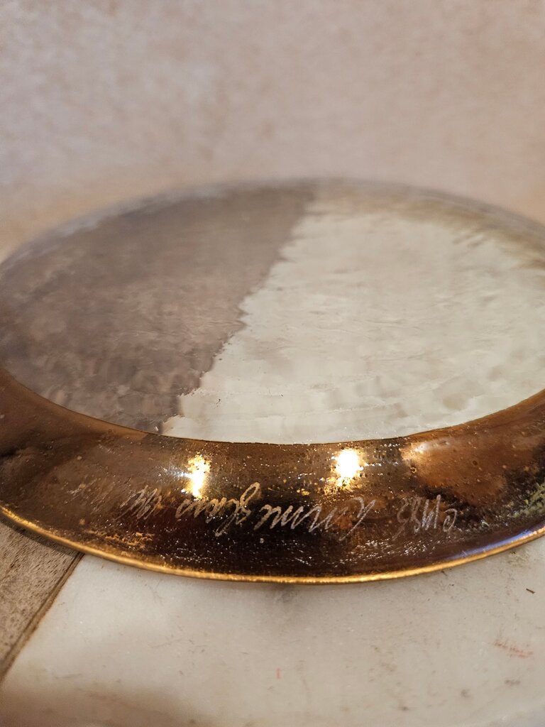 Roman Vintage Gilded Service/Charger Gilt Gold Edged Plate by Annieglass 24K Gold, Signed Plate Platter MCM Hollywood Regency Tableware Barware
