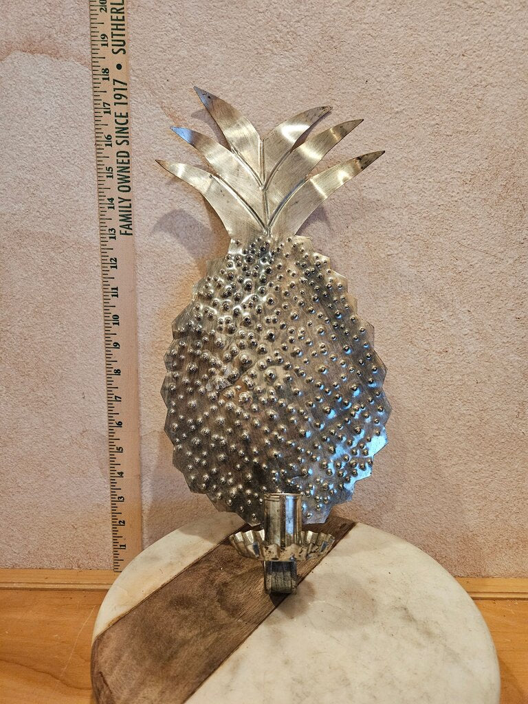 Thin Punched metal pineapple wall sconce Candle Holder MCM style Grandmacore Cottage Granny core