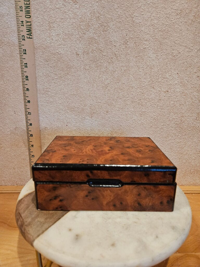 Large Moroccan? As Is Unique Wood Jewelry Box or cigar humidor Probably Thuya Burl Storage Box, Handmade Decorative MCM decor