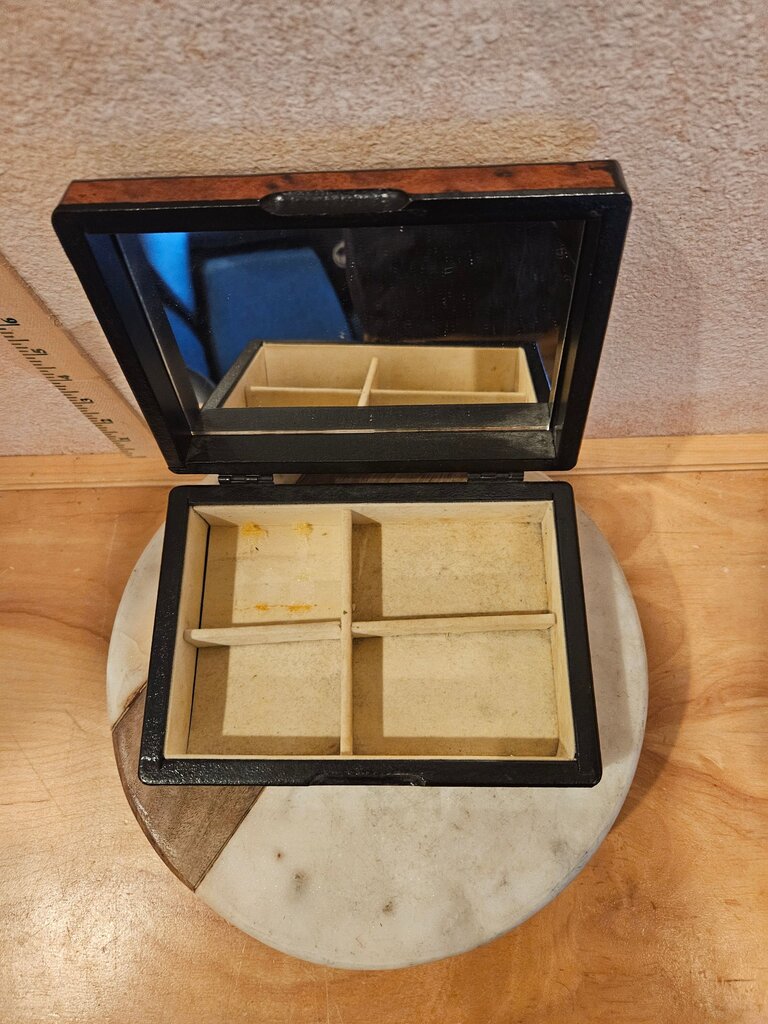 Large Moroccan? As Is Unique Wood Jewelry Box or cigar humidor Probably Thuya Burl Storage Box, Handmade Decorative MCM decor