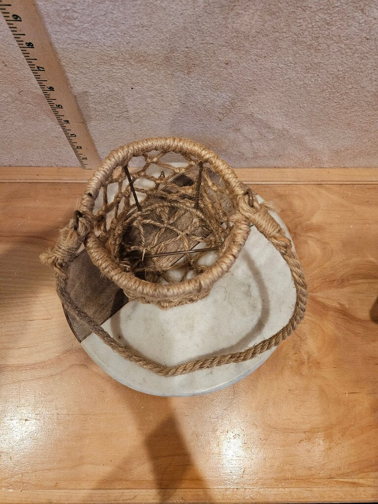 Natural Hanging Jute Coastal Ocean Decor Handcrafted Rope Basket / Vase / add glass for candle holder