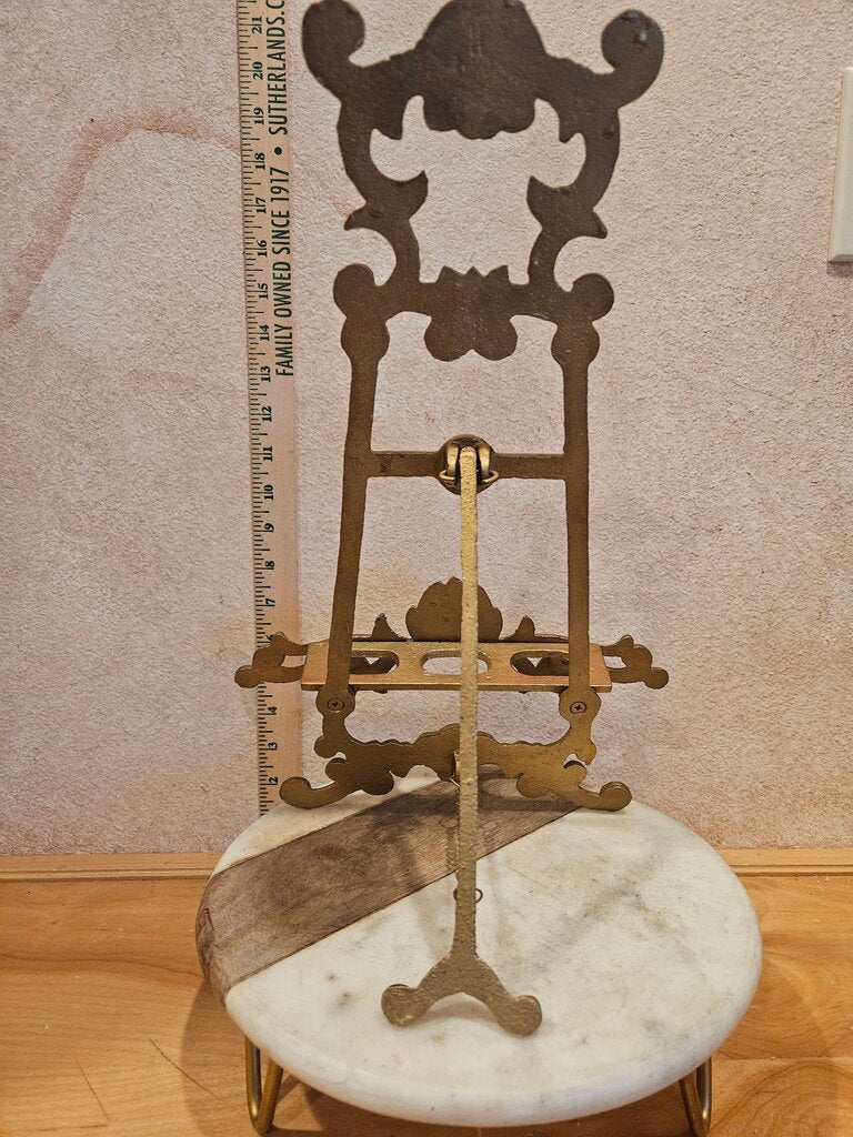Vintage Gilded Painted Metal French Rococo Style Art Nouveau Baroque Easel book holder, painting picture print display Hollywood Regency Style