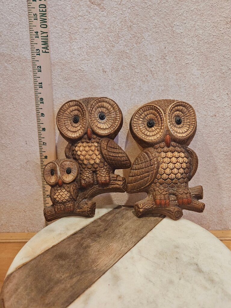 intage MCM 1970’s Owl Wall Plaque Family Set 1970s Wise Old Owls Wall Plaques Decorative Owl Figurines