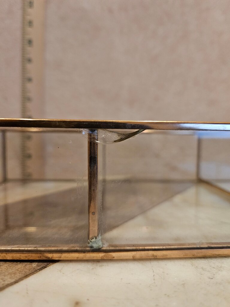 Elegant Glass & brass/Gold Metal Desktop Organizer Jewelry Trinket Keepsake Display Box Bras Curio