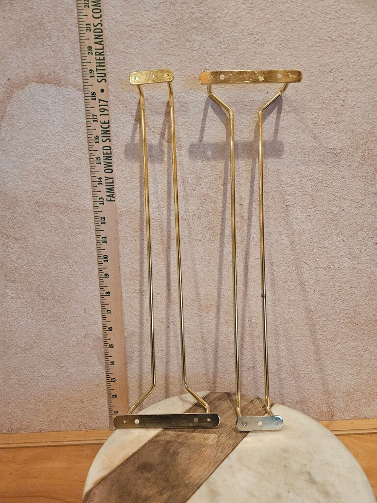 Pair of Under Cabinet Wine Glass Stemware Holder, Brass barware