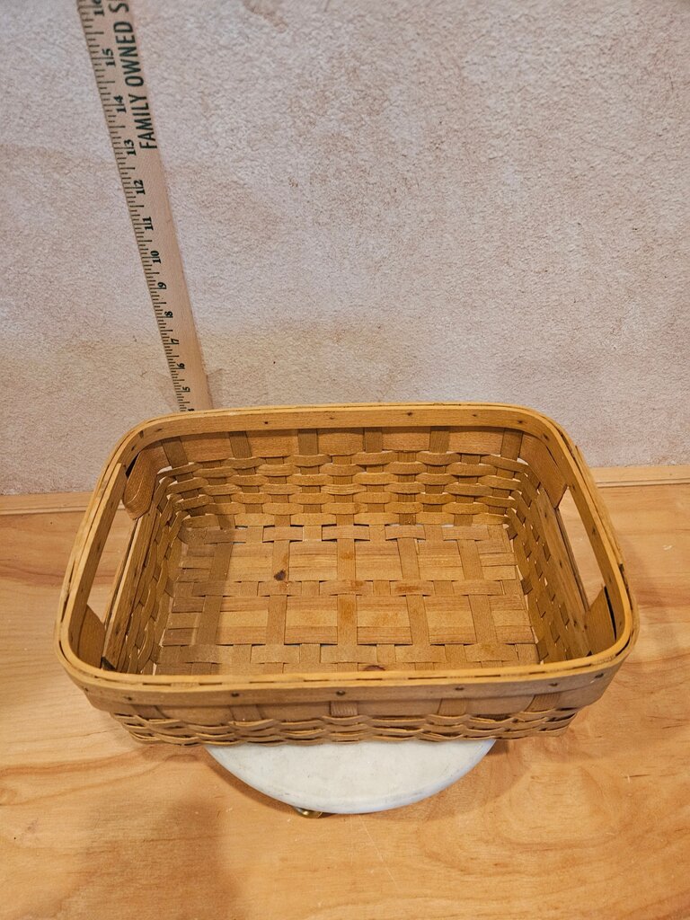 Vintage Wooden Basket with Marble Stand