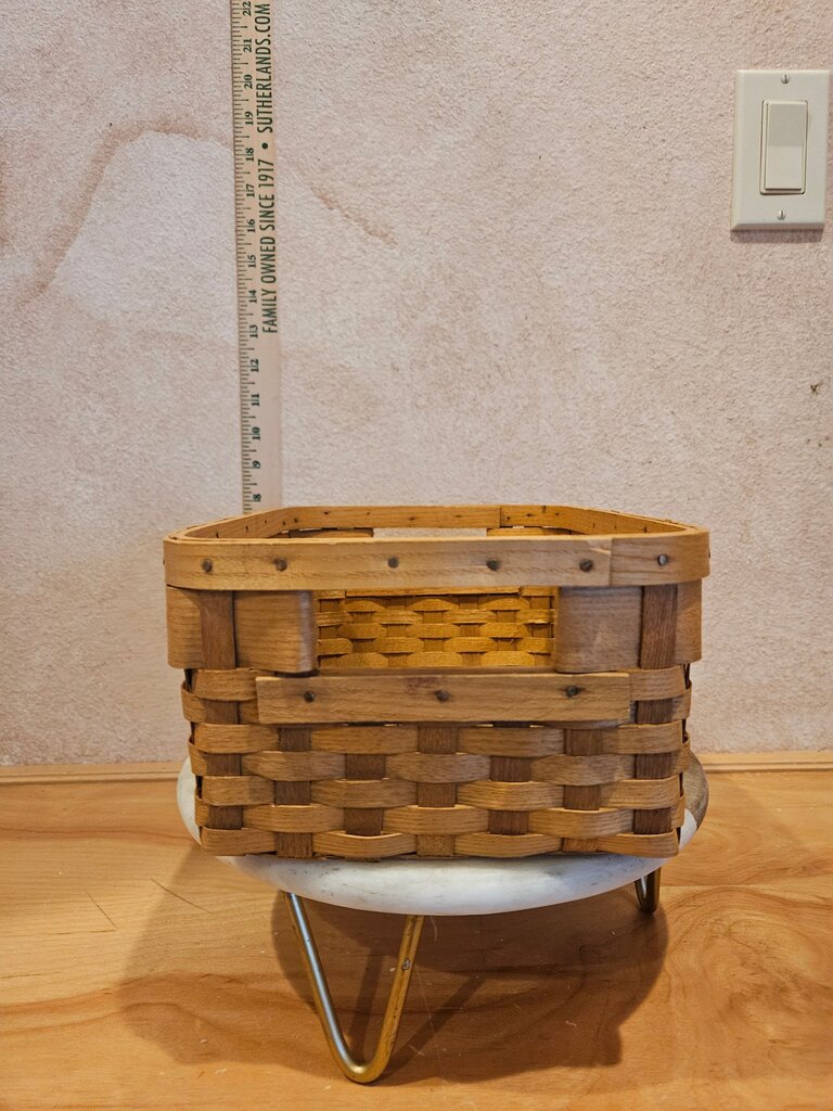 Vintage Wooden Basket with Marble Stand