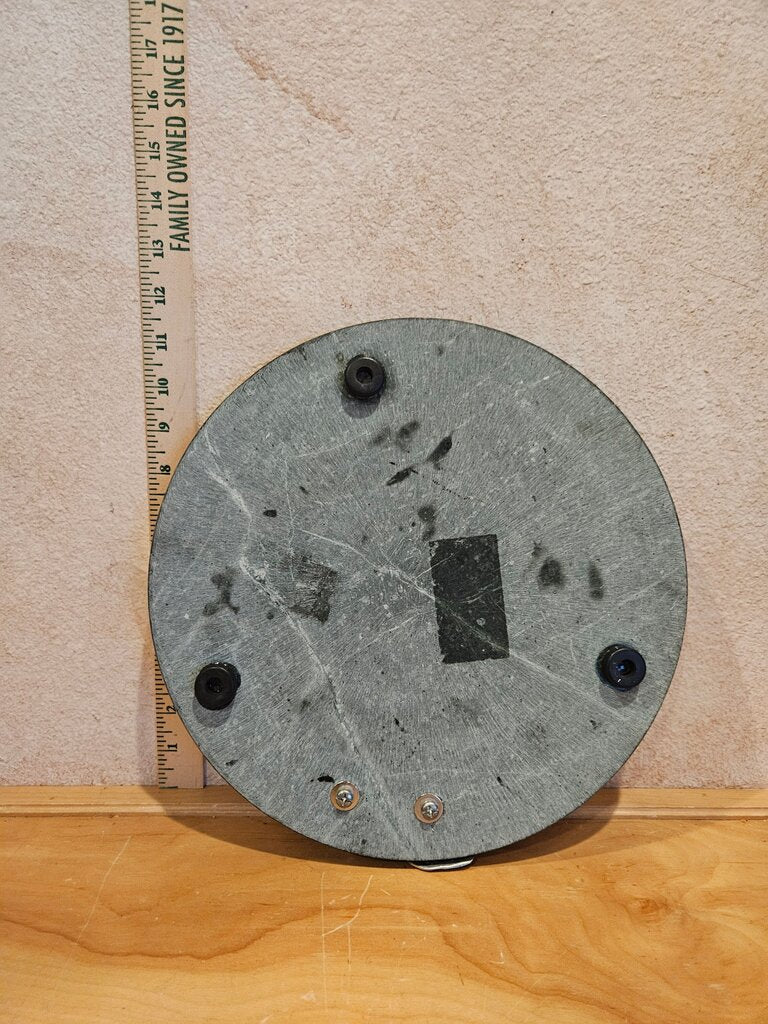 Vintage GREEN MARBLE w Aluminium Grapes CHEESE PLATTER Cutting Board 14" Diamete