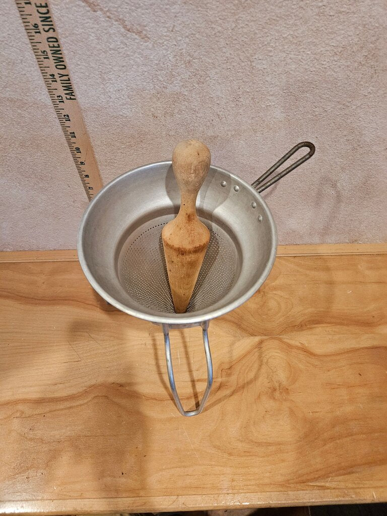 vtge strainer sieve tomato sauce, berries muddler home & living kitchen & dining Farmhouse decor w wood pestle