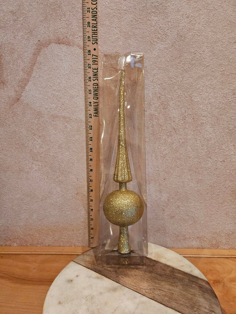 Vintage Plastic Gold "Christmas Classics" Christmas Tree Topper Gold Glitter Tree Topper