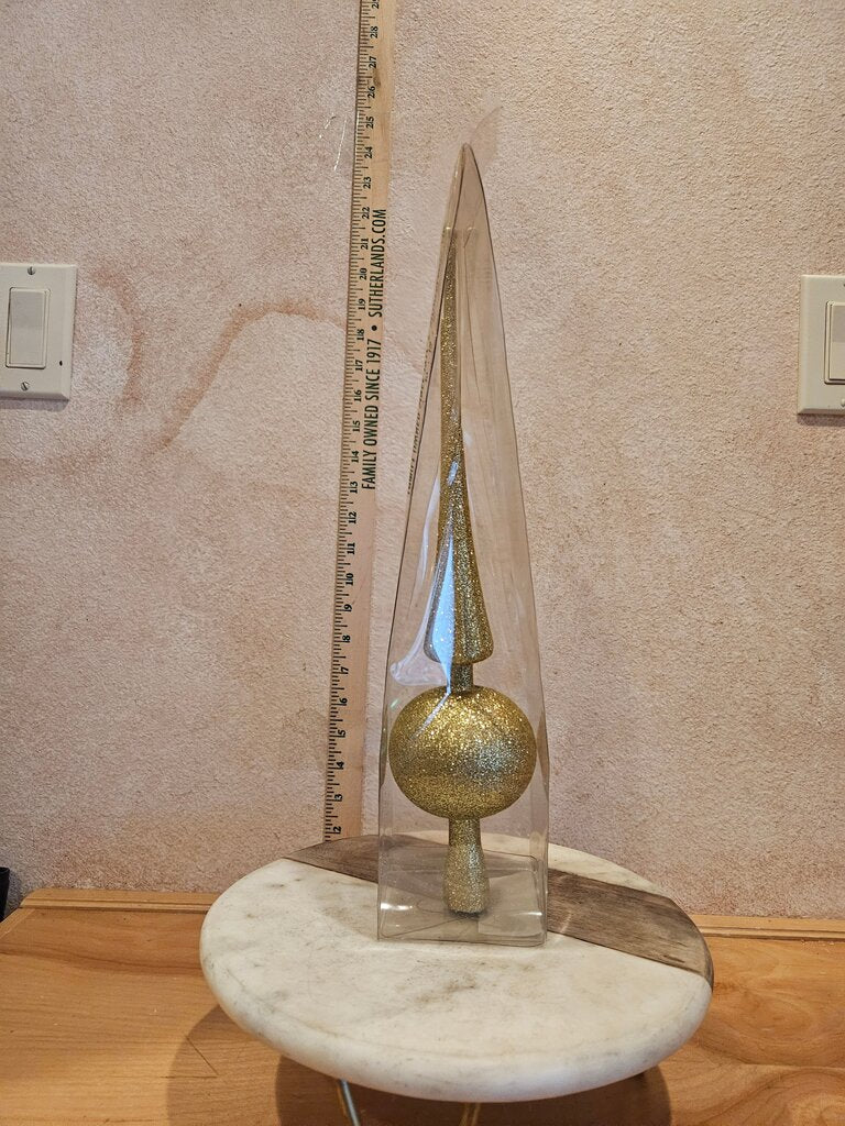 Vintage Plastic Gold "Christmas Classics" Christmas Tree Topper Gold Glitter Tree Topper