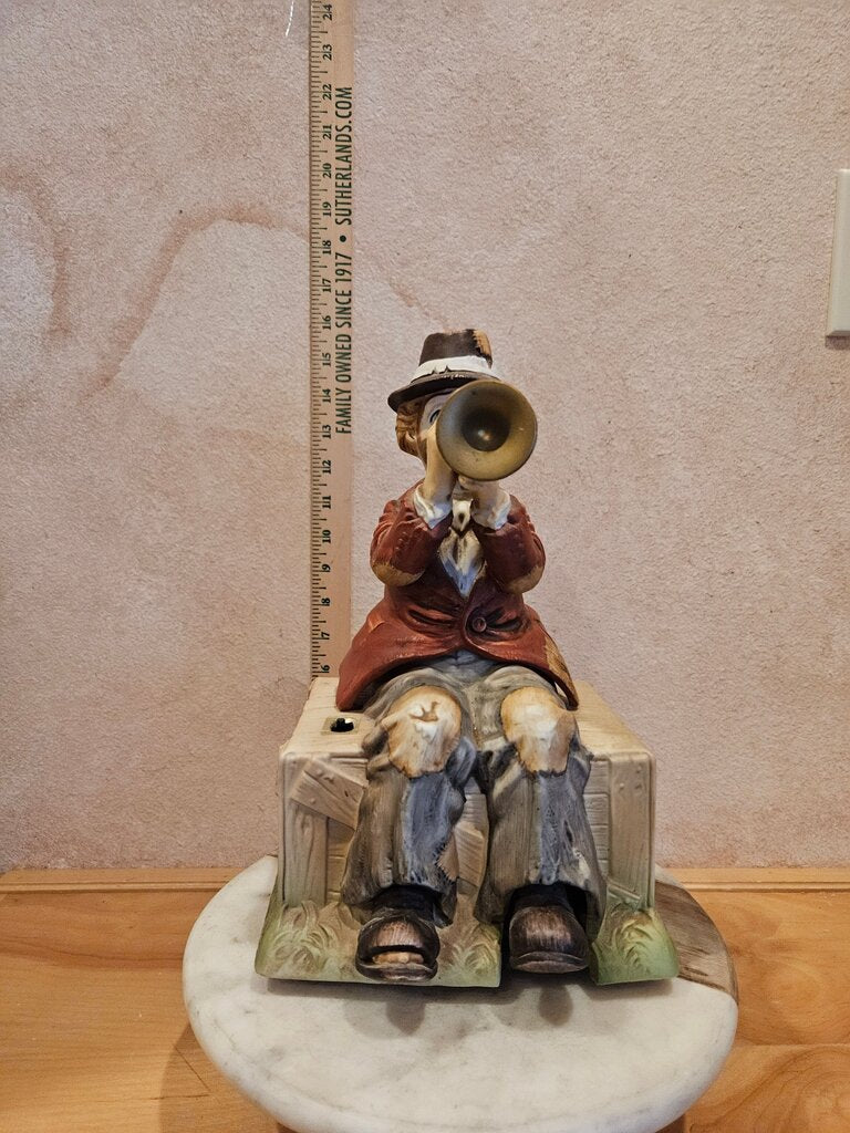 Melody in Motion Willie the Hobo Clown Limited Edition Retired Japan Musical Figurine of Clown w Trumpet
