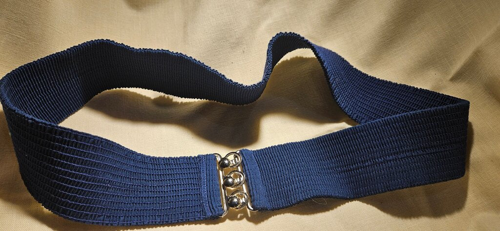 Navy Stretch Belt with Metal Clasps