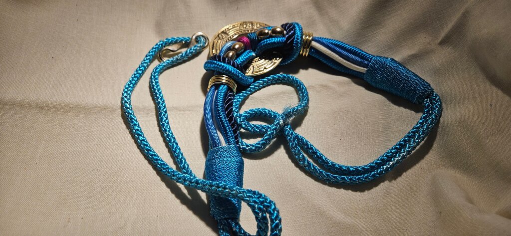 Turquoise Braided Necklace with Metal Pendant