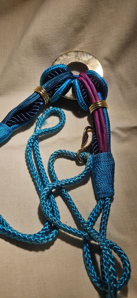 Turquoise Braided Necklace with Metal Pendant