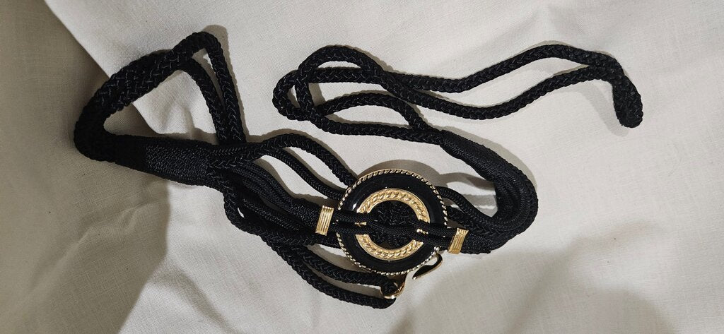 Black Braided Belt with Gold Accents