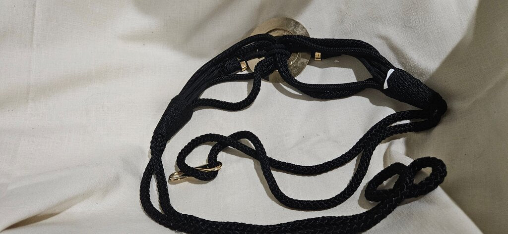 Black Braided Belt with Gold Accents