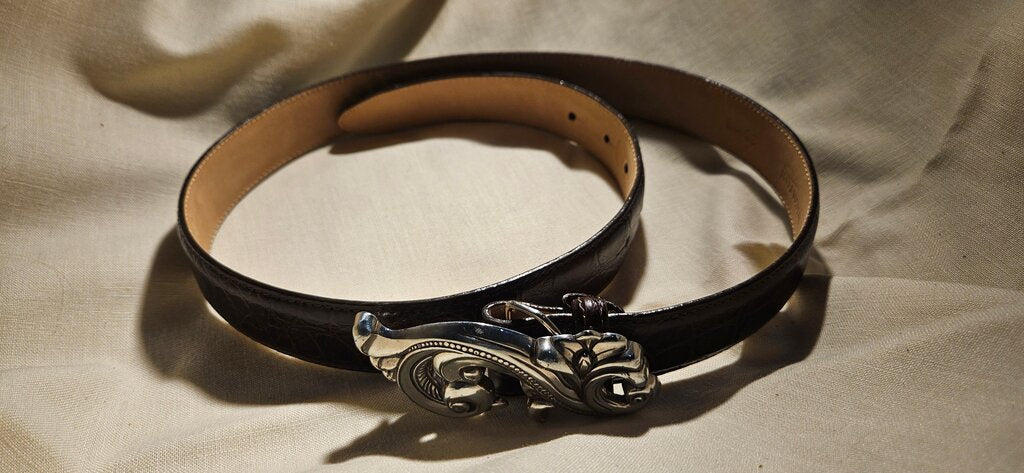 Brighton Women's Black Leather Belt with Decorative Buckle