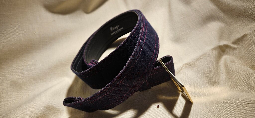 Men's Denim Belt with Gold Buckle