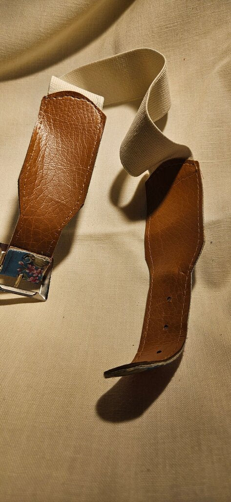 Floral and Brown Leather Suspenders