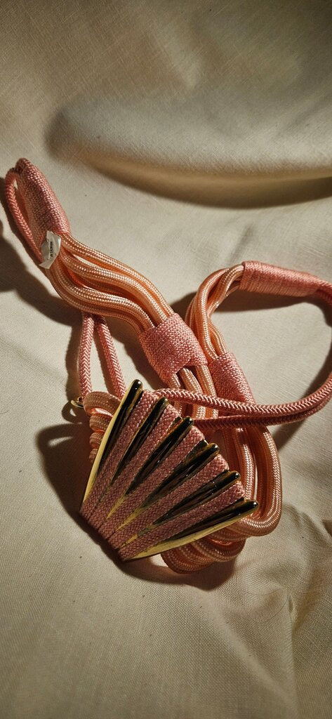 Vintage Pink Rope Belt with Gold Accents
