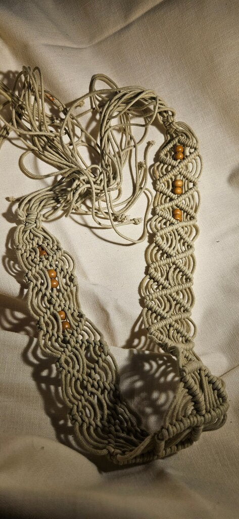 Macrame Belt with Wooden Beads