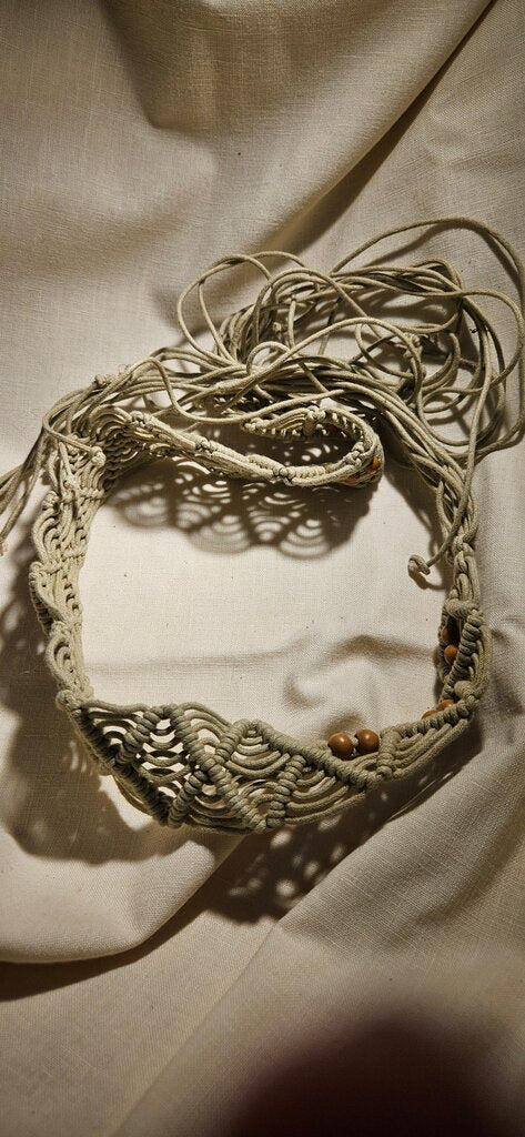 Macrame Belt with Wooden Beads