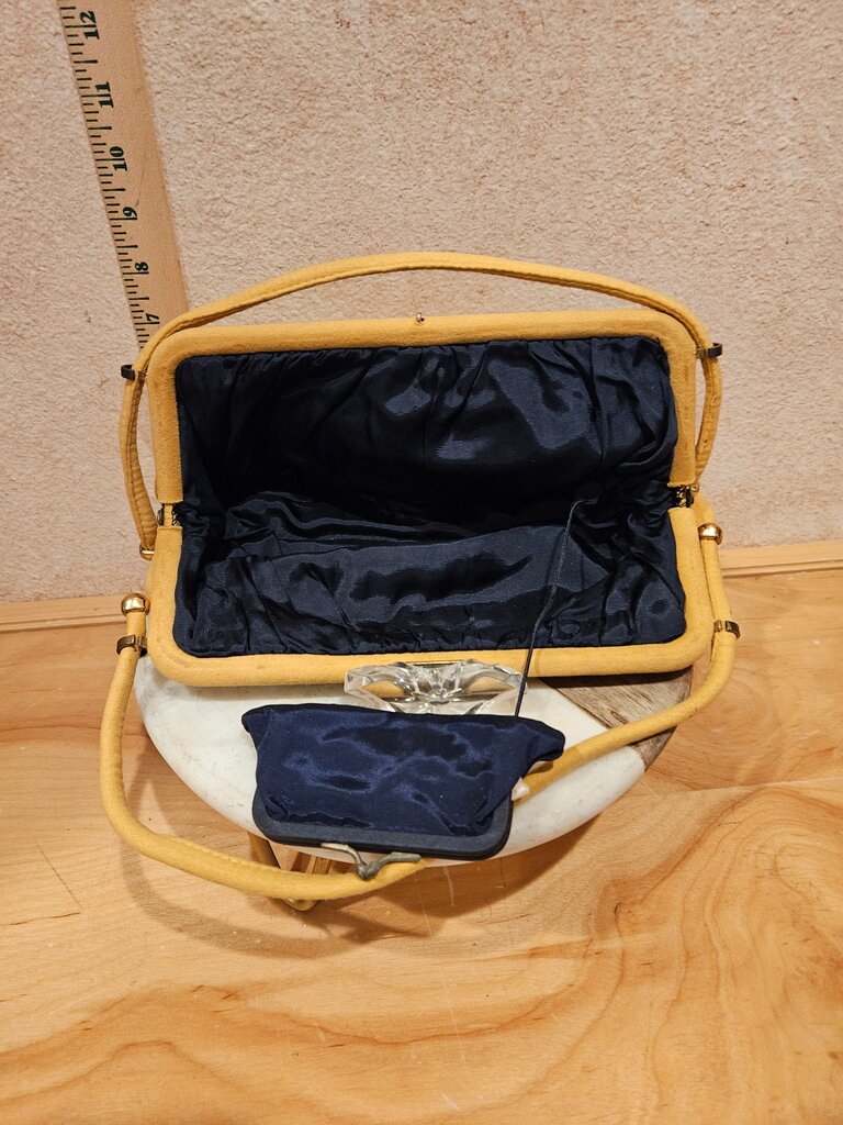 Vintage Yellow Handbag with Detachable Coin Purse