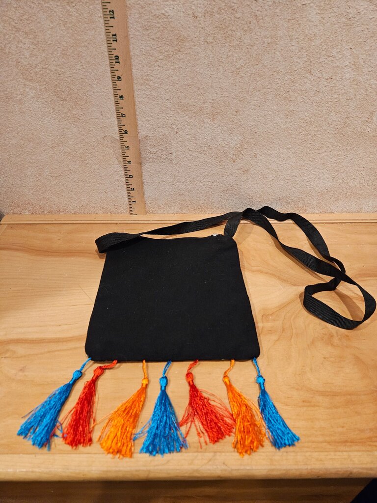 Embroidered Crossbody Bag with Tassels