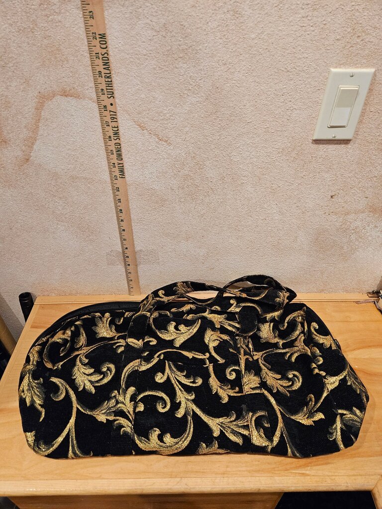 Black Floral Design Duffel Bag