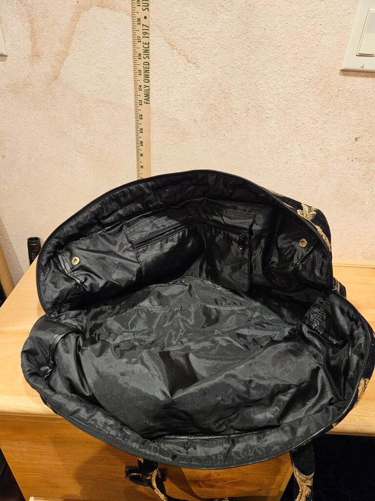 Black Floral Design Duffel Bag