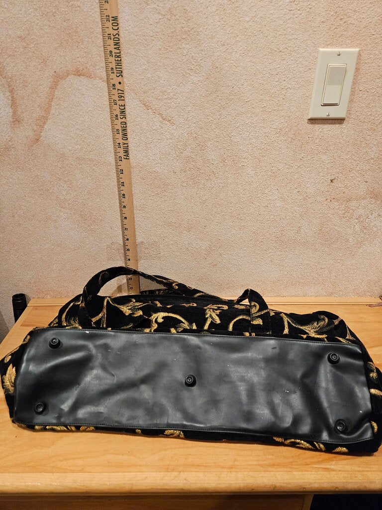 Black Floral Design Duffel Bag